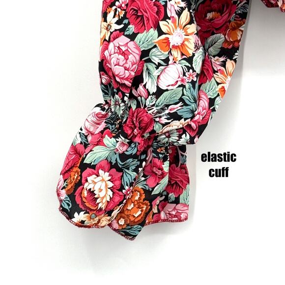 Off-Shoulder Neckline Cropped Top Women's 2XL Multicolor Floral Boho Chic Flowy - Picture 2 of 7